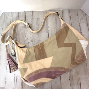 CHI Carlos Falchi Purse Shoulder Bag Cowhide Leather Patchwork Y2K Retro 70s Zip